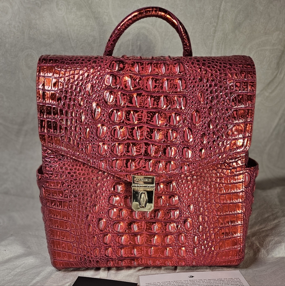 NEW Brahmin Liz backpack in the Red Dragon Melbourne Croc-Embossed Backpack - Picture 2 of 9